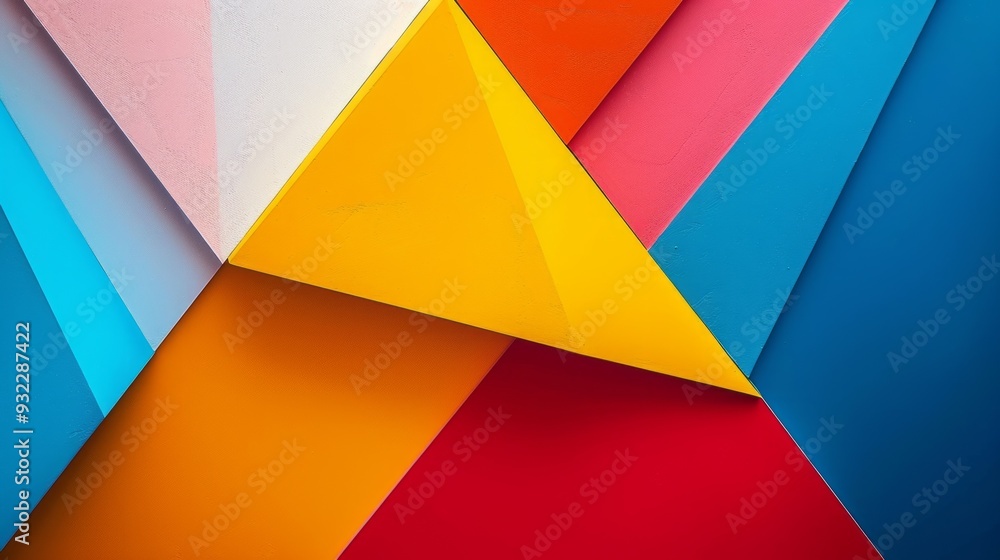 Poster abstract image of three triangles of color