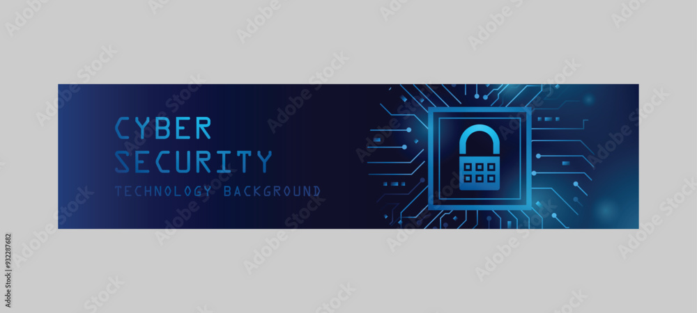 Poster cybersecurity and data protection horizontal banner template background design