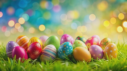 Colorful Easter eggs on a postcard with a beautiful background, Easter, eggs, postcard, beautiful, background, holiday