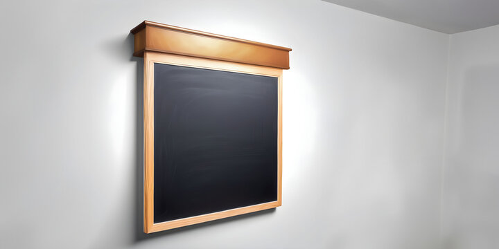 Quadro negro escolar dentro de uma sala de aula branca
