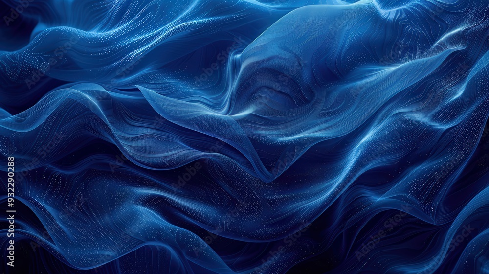 Poster generate a high-resolution abstract background in vibrant blue with a focus on textured fiber detail