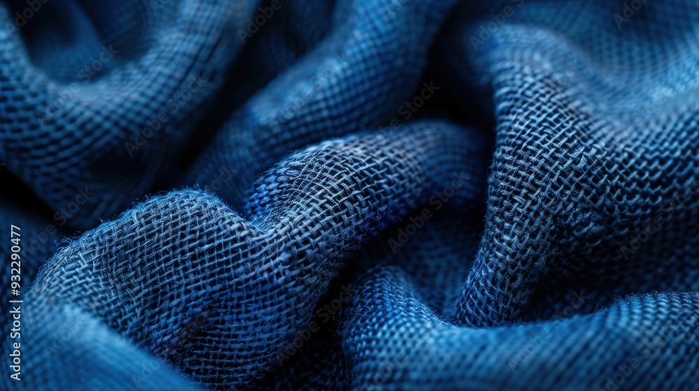 Poster create a high-resolution vibrant blue abstract with textured fiber elements. focus on creating a ric