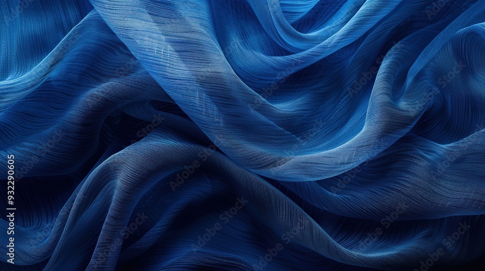 Poster design a vibrant blue abstract background featuring textured fiber details. the result should be dyn