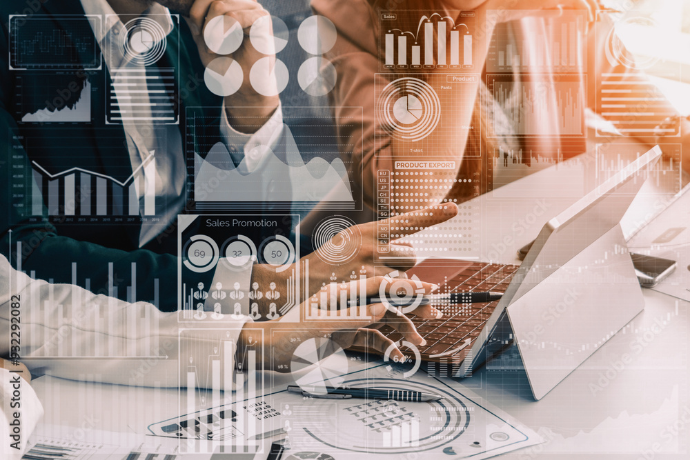 Aufkleber big data technology for business finance analytic concept. modern interface shows massive informatio
