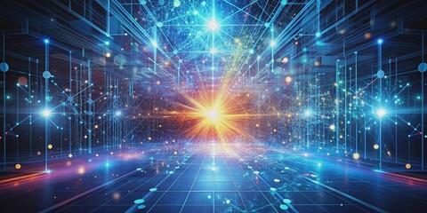 Digital abstract image representing emerging from the algorithm, technology, futuristic, data