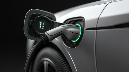 A car is being charged at a charging station