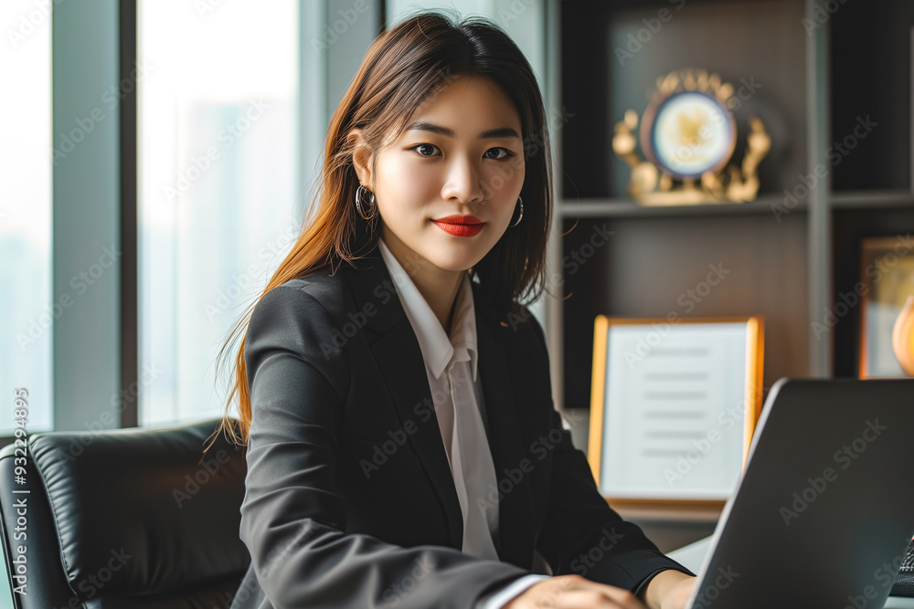 Wall mural Portrait of a beautiful Asian business woman in the office