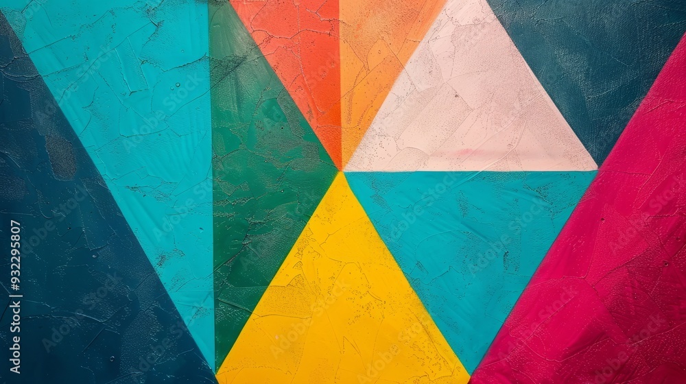 Poster abstract image of three triangles of color