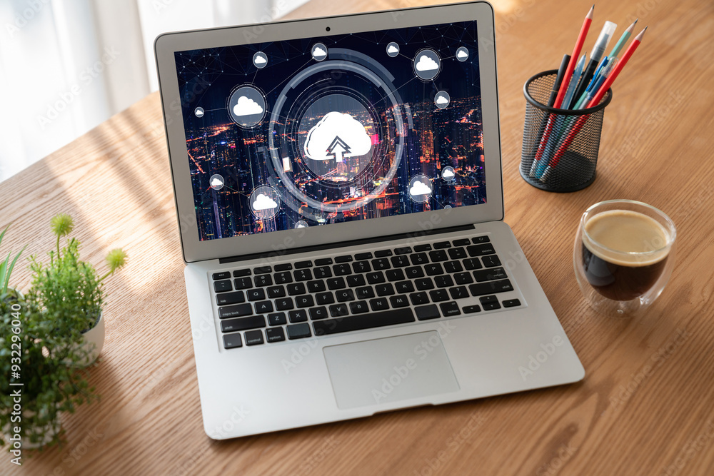 Poster cloud computing software for modish remote work and personal data storage