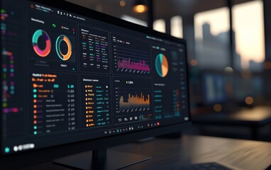 Modern Business Analytics Dashboard on Desktop Monitor