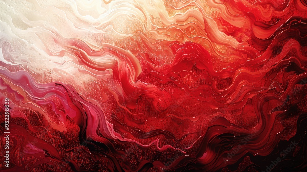 Poster design a set of three abstract wall art panels with flowing red textures. ensure the textures are vi