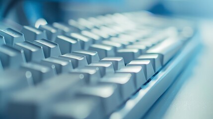a close up of a white computer keyboard