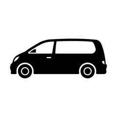 Minivan icon. Black silhouette. Side view. Vector simple flat graphic illustration. Isolated object on white background. Isolate.