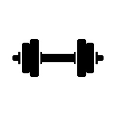 Dumbbell icon. Black silhouette. Front side view. Vector simple flat graphic illustration. Isolated object on white background. Isolate.