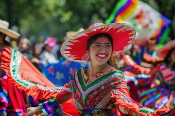 Joyful celebration: happy fiestas patrias Chile, marking country's independence day, enthusiastic people celebrating, spirit of national pride, unity in colorful festivities, traditional activities
