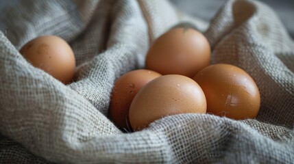 Fresh Eggs in Burlap