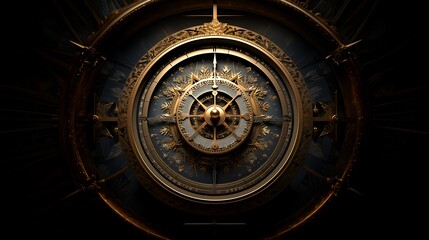 A detailed, ornate compass design with intricate patterns and a dark background.