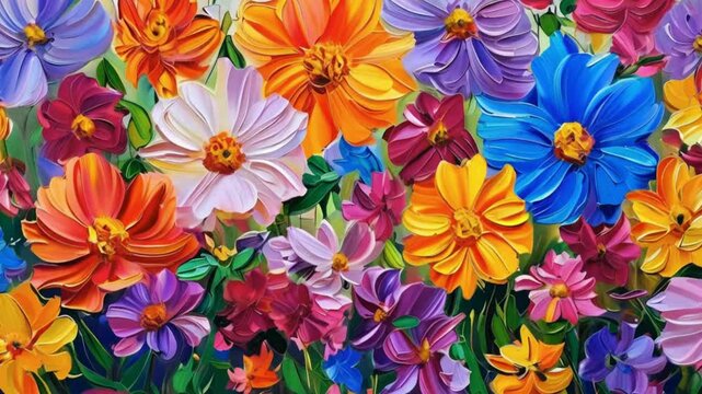 pattern with flowers oil painting