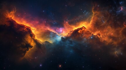 Obraz premium A vibrant, color-rich view of an interstellar nebula