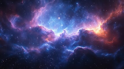 Fototapeta premium vast cosmic nebula swirling blues and purples distant stars twinkling sense of infinite expanse and wonder