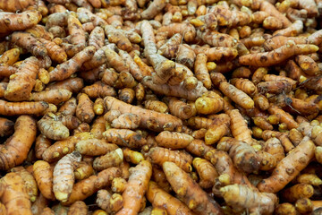 There is a lot of ginger root in the store.