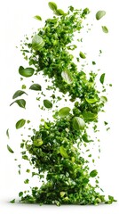 Fresh Salsa Verde Falling on Kitchen Table Organic Tomatoes Cilantro Onions Jalapeno Peppers Mixing Midair Isolated Food Culinary Wallpaper Restaurant Menu Cookbook Recipe Ingredients White Background