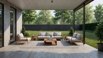 table and chairs in a garden