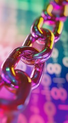 A chain of links is shown in a blue and red color scheme