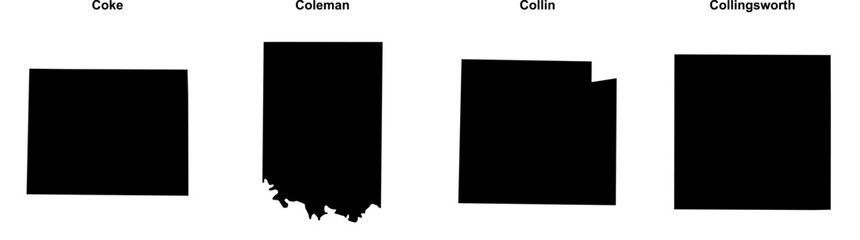 Coke, Coleman, Collin, Collingsworth outline maps