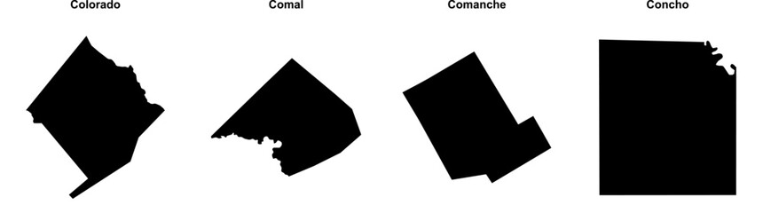 Colorado, Comal, Comanche, Concho outline maps