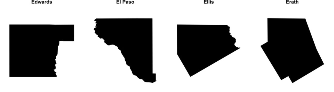 Edwards, El Paso, Ellis, Erath outline maps