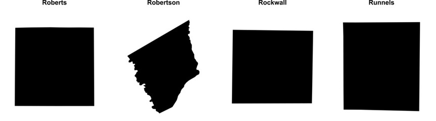 Obraz premium Roberts, Robertson, Rockwall, Runnels outline maps