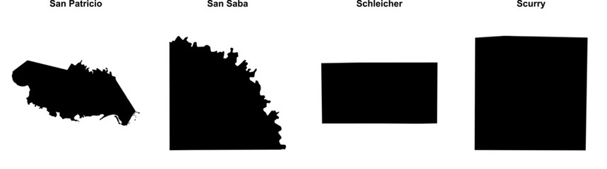 San Patricio, San Saba, Schleicher, Scurry outline maps