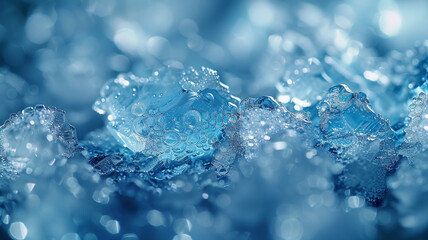Obraz premium Frozen ice cubes Close up shot ice cube with clear and purity for commercial, Ice cube background concept.