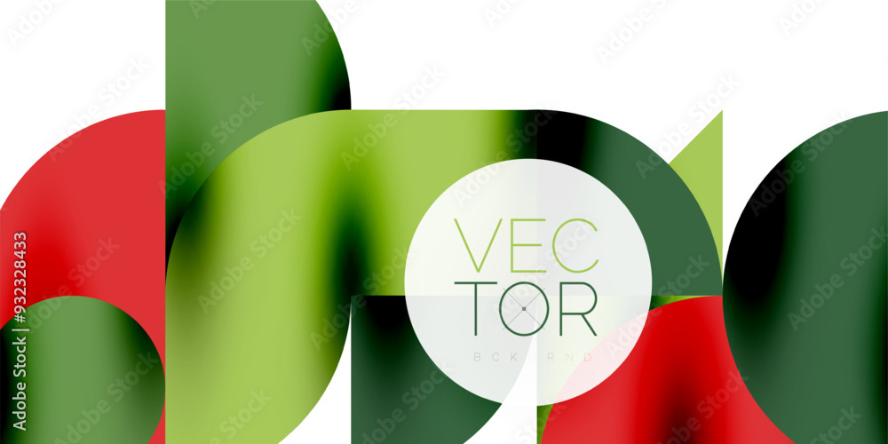 Poster tech minimal circular shapes geometric art. vector modern circles
