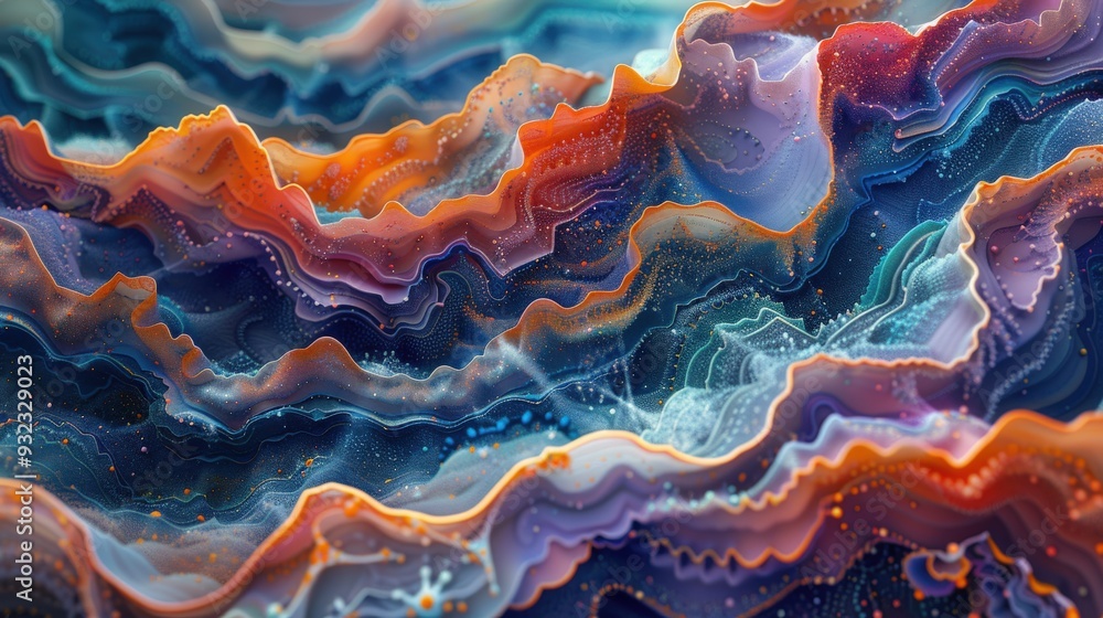 Aufkleber generate an abstract microscopic landscape with eye-catching color formations. focus on creating a d