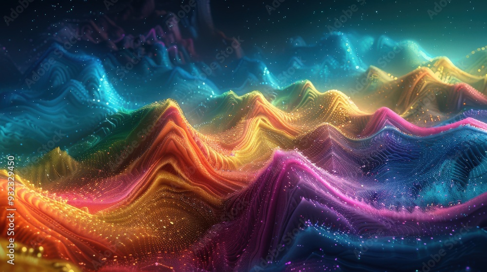 Aufkleber generate a high-resolution abstract microscopic landscape with striking color formations. ensure the