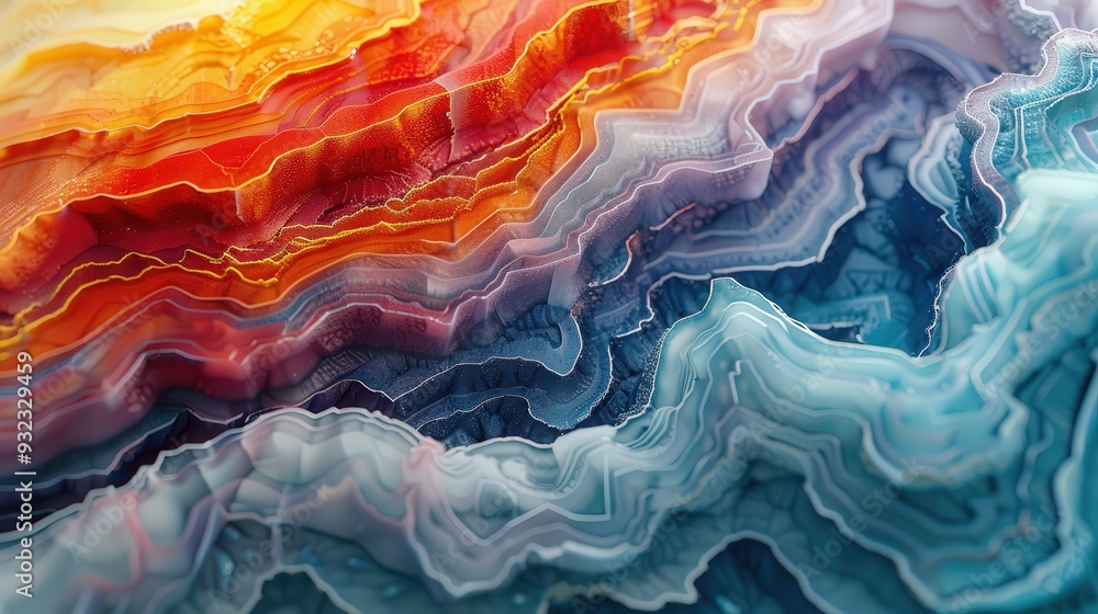Aufkleber craft an abstract design with stunning color formations in a microscopic landscape. focus on creatin