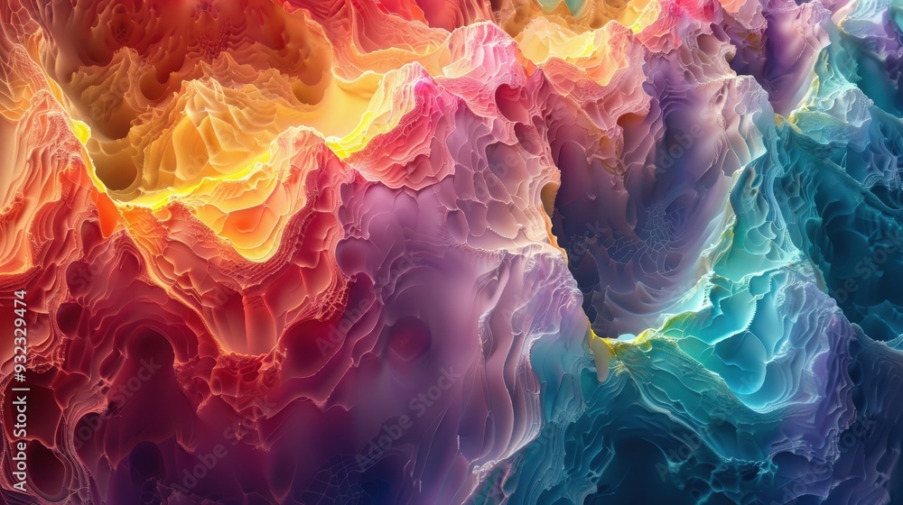 Aufkleber craft an abstract design with stunning color formations in a microscopic landscape. focus on creatin