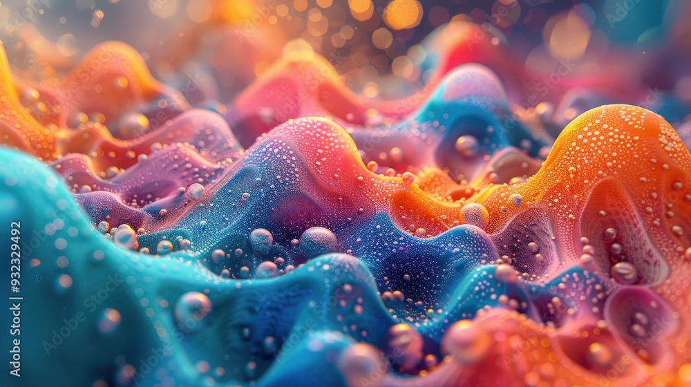 Aufkleber craft an abstract design with stunning color formations in a microscopic landscape. focus on creatin