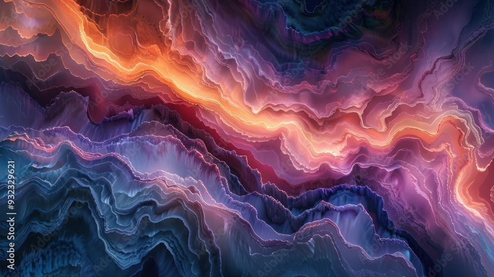 Aufkleber create a high-resolution abstract microscopic landscape with mesmerizing color formations. ensure th