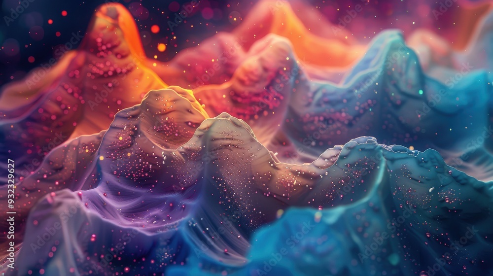 Aufkleber create a high-resolution abstract microscopic landscape with mesmerizing color formations. ensure th