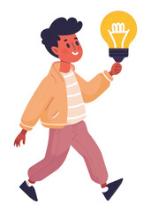 Fototapeta premium PNG Man holding bright lightbulb idea