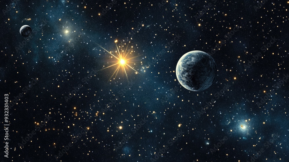 Aufkleber 2d illustration featuring a realistic star pattern background in deep space brightly flashing stars 