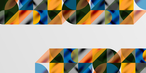 Triangles, round triangles and circles techno art. Vector Illustration For Wallpaper, Banner, Background, Card, Book Illustration, landing page