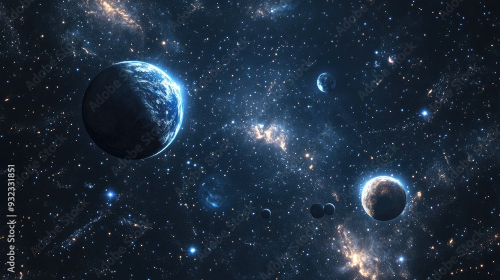 Aufkleber 2d illustration of a realistic starry background in empty interstellar space featuring bright stars 
