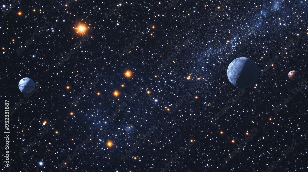 Aufkleber 2d illustration of a realistic starry background in empty interstellar space featuring bright stars 