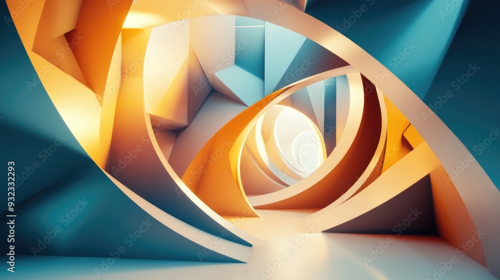 Aufkleber 3d abstract geometric background rendering