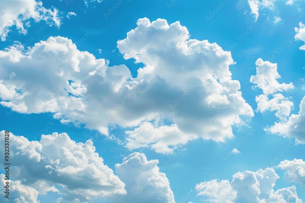 Poster a plane soaring through the clouds on a bright day