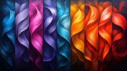 Colorful abstract waves depict the diversity and complexity of emotions and experiences, symbolizing the vibrant and multifaceted nature of human life, each wave representing a unique aspect of DEI